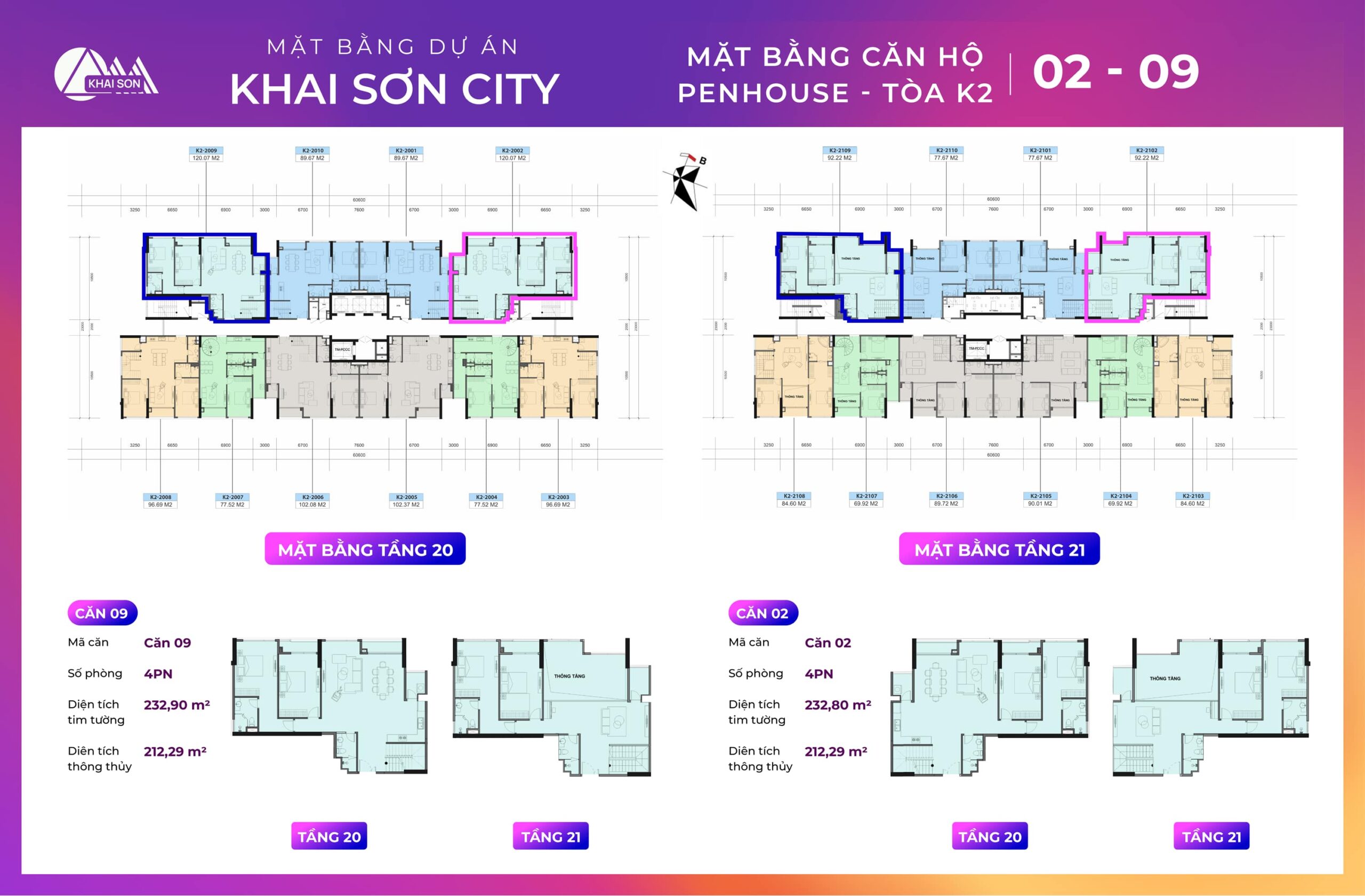 thiết kê căn 2, 9 Tòa K2 penthouse dự án khai sơn City