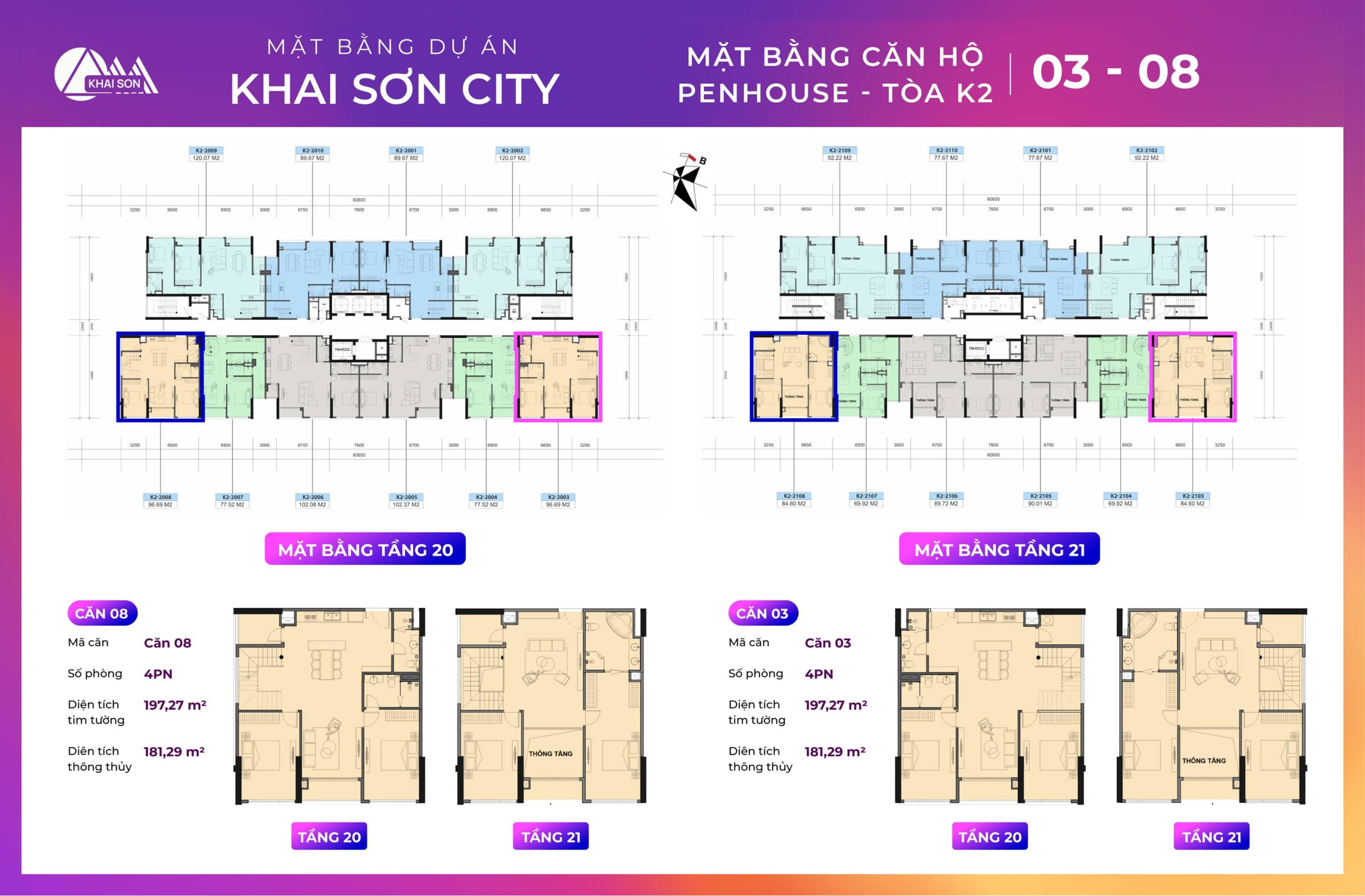 thiết kê căn 3, 8 Tòa K2 penthouse dự án khai sơn City