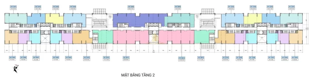 Mặt bằng Shophouse Khai Sơn city tầng 2