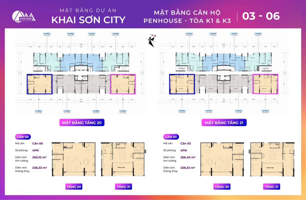 Thiết kế căn 3, 6 Penthouse Khai Sơn City