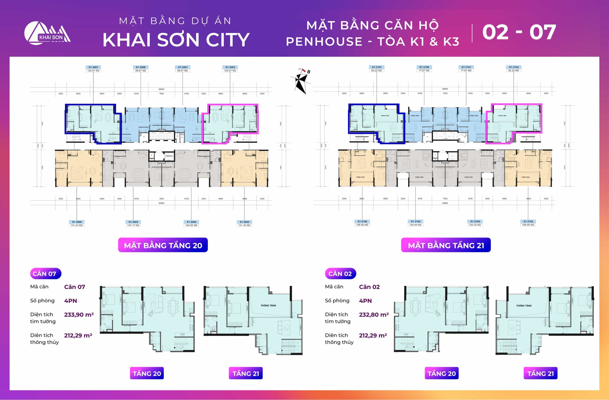 Thiết kế căn 2, 7 Penthouse Khai Sơn City