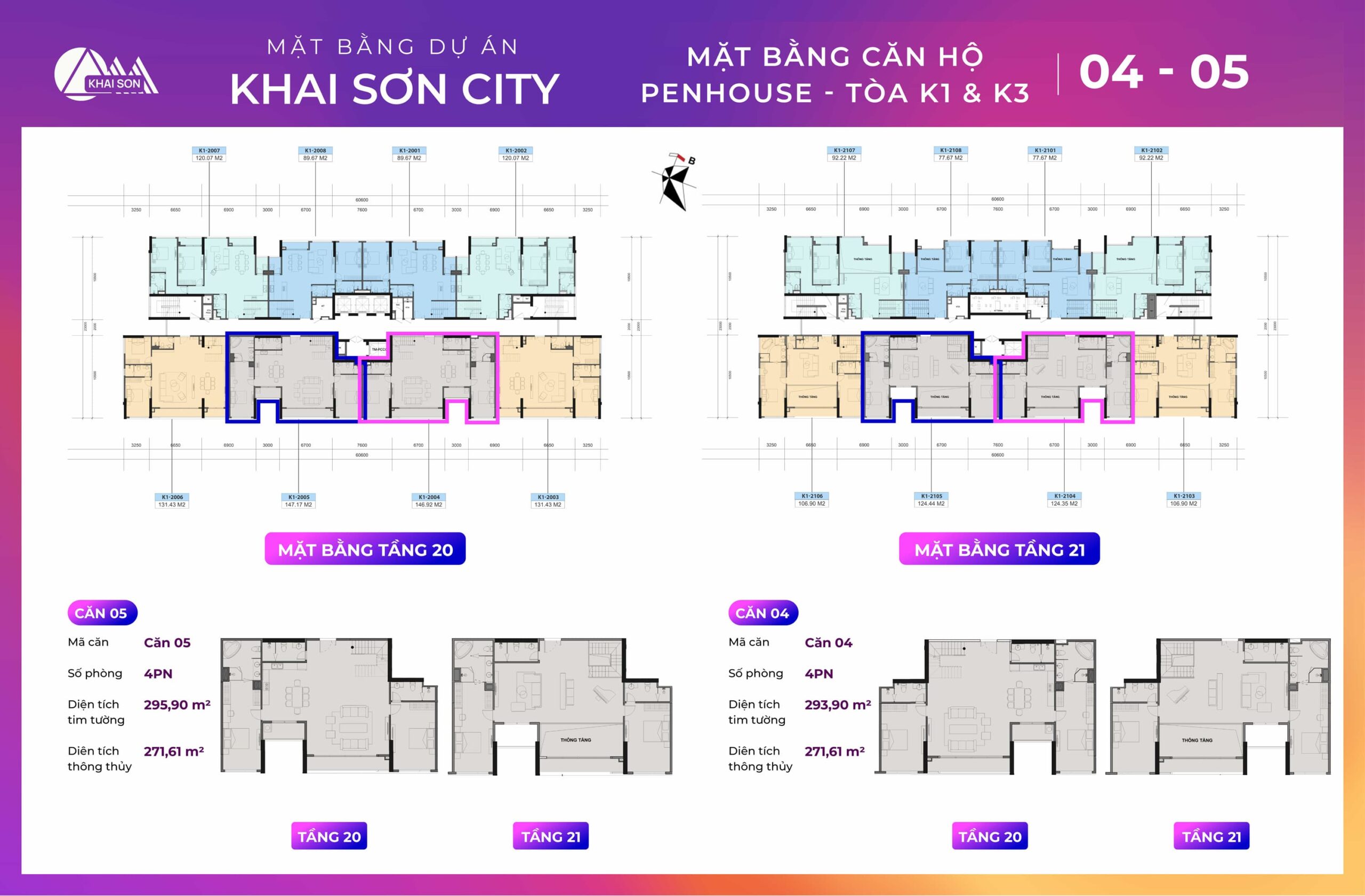 Thiết kế căn 4, 5 Penthouse Khai Sơn City