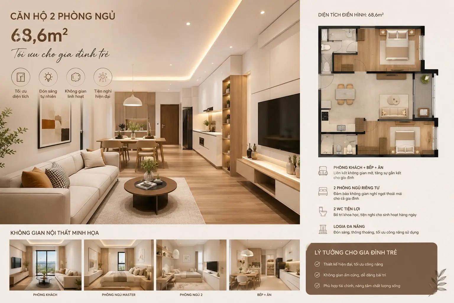 Thiết kế căn 2 Ngủ Mandarin Garden 3 Yên Sở 