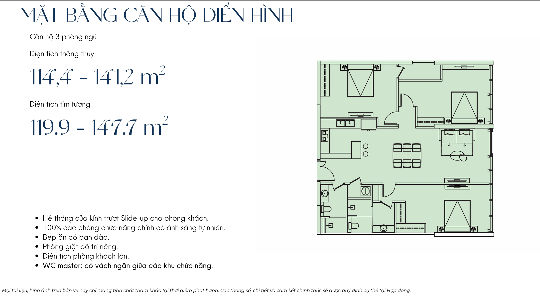 Thiết kế căn 3 ngủ D'.Diamant Bleu